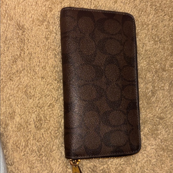 Coach Signature Brown Wristlet - Picture 3 of 5
